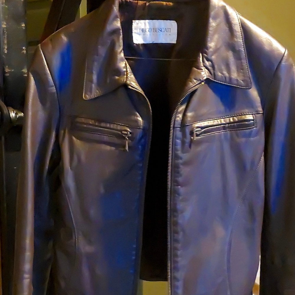 Vintage Hugo Buscati brown leather jacket